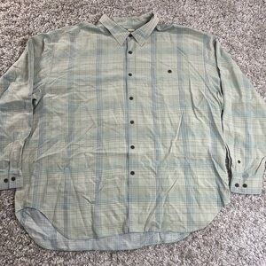Tommy Bahama Light Green Plaid Men's Shirt 100% Silk